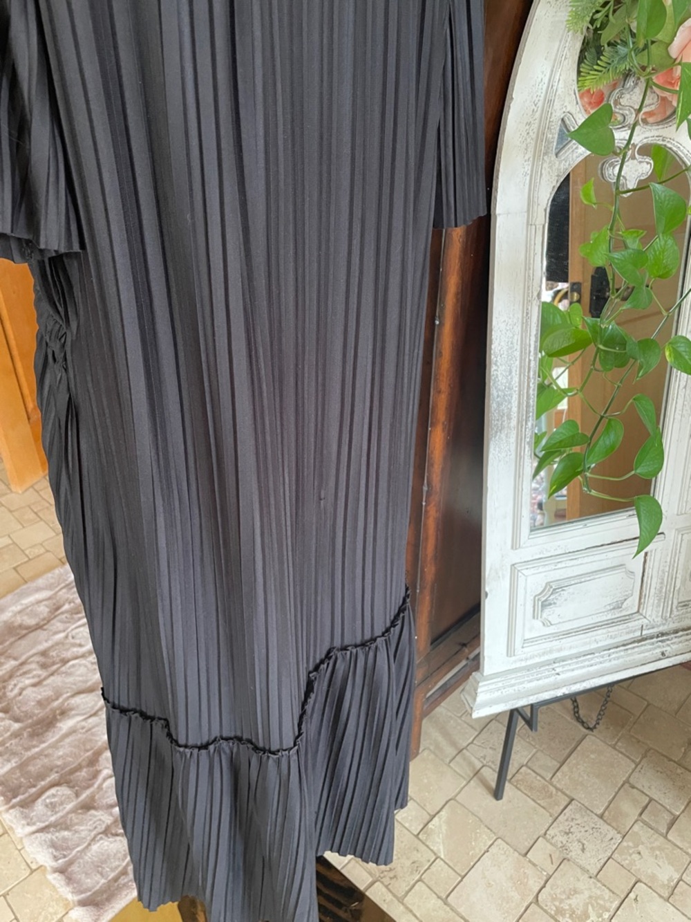 Zara Asymmetrical Pleated Oversized Flapper Gatsby Midi Dress Medium - Picture 10 of 11